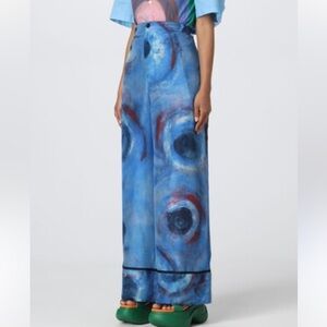 Marni
Wide-Leg Silk Trousers With Buchi Blu Print